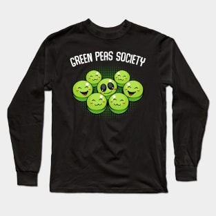 Peas - Green Peas Society - Cute Kawaii Vegan Pun Long Sleeve T-Shirt